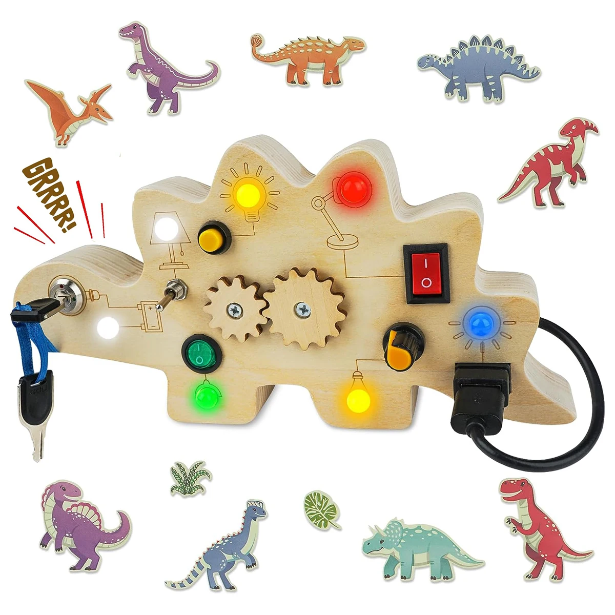 Fun Kids Activity Board with Dino Toy Pins - Halri