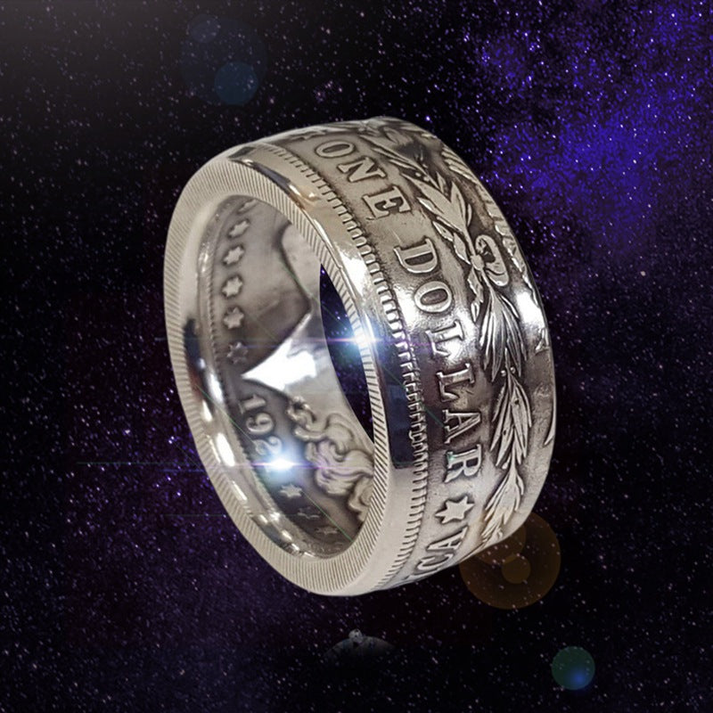 Vintage Morgan Dollar Silver Coin Ring - Halri