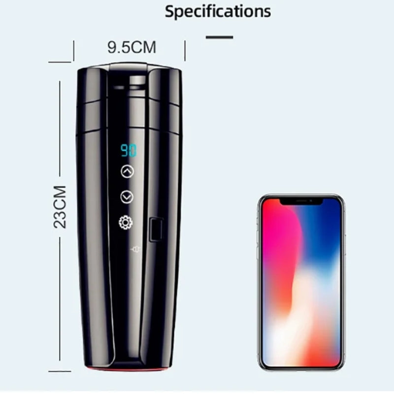 12V 400ml Portable Car Self-Heating Mug – Fast & Efficient Warmer with LCD Display