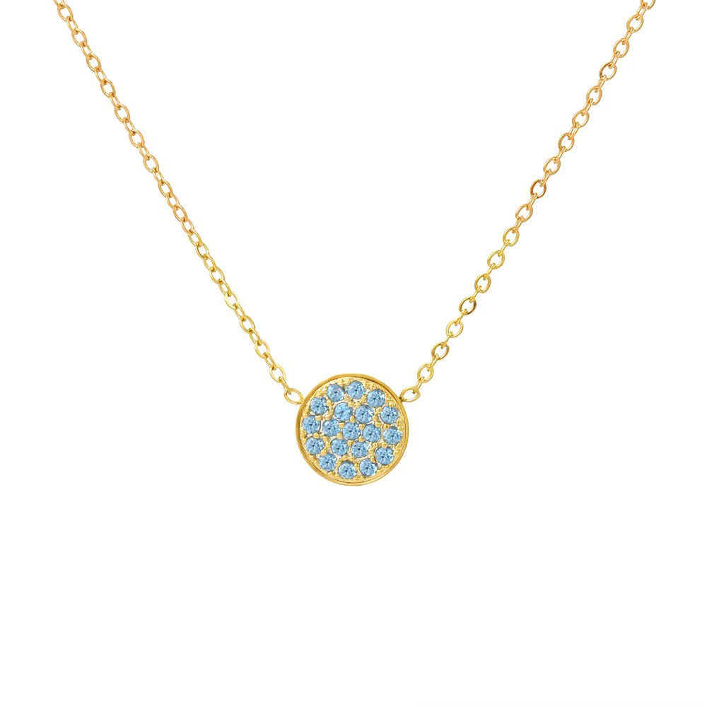 Delicate Gemstone Birthstone Circle Pendant Necklace