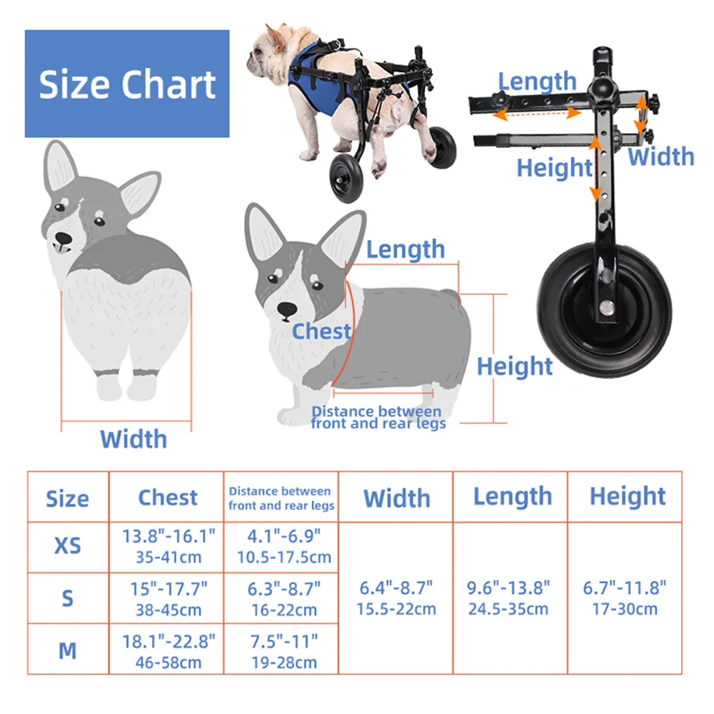 Pet Wheelchair for Dogs with Weak Back Legs Support