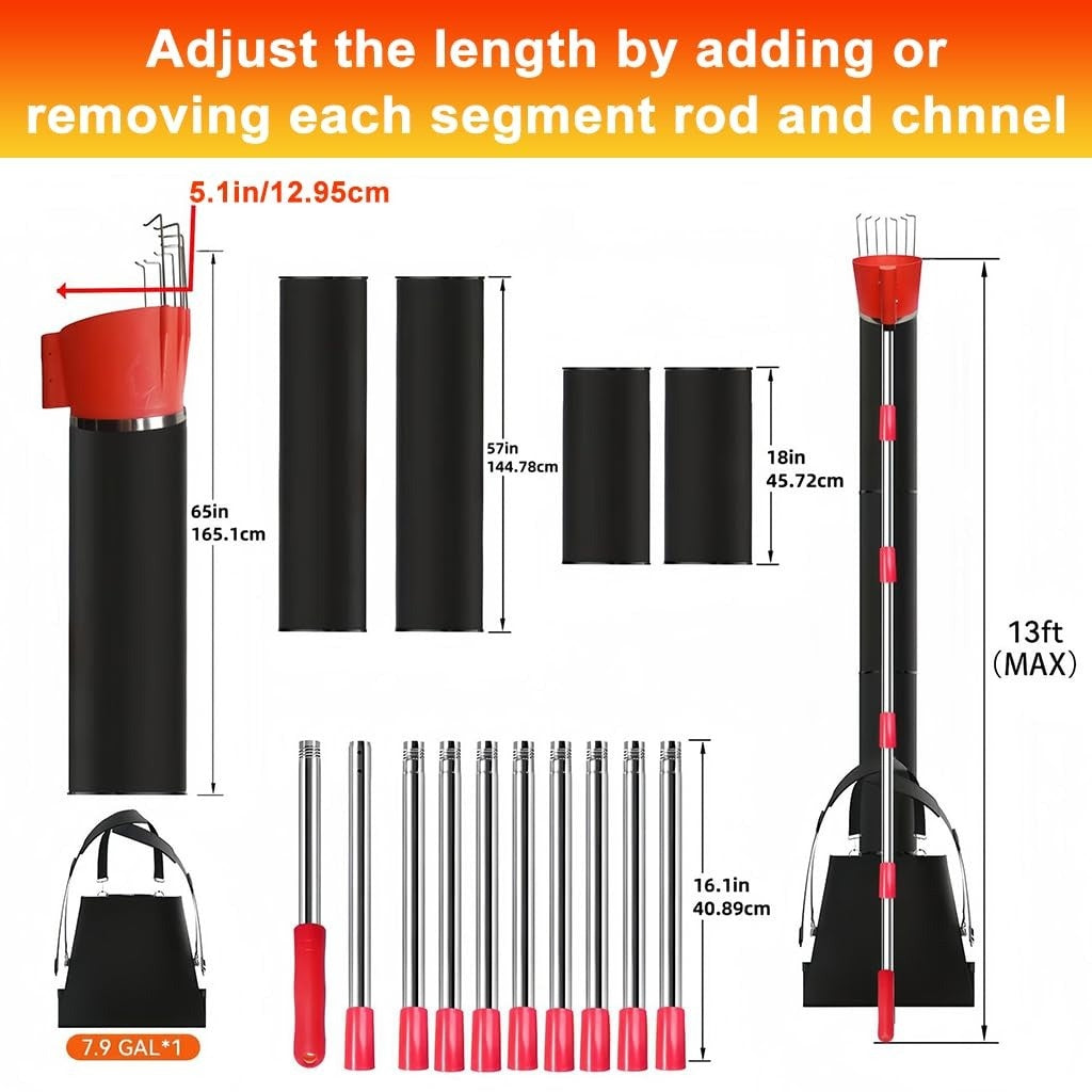 13FT Telescopic Fruit Picker Pole With Adjustable Length, Detachable Design, Fruit Bag, Continuous Harvesting Tool for Easy Harvesting