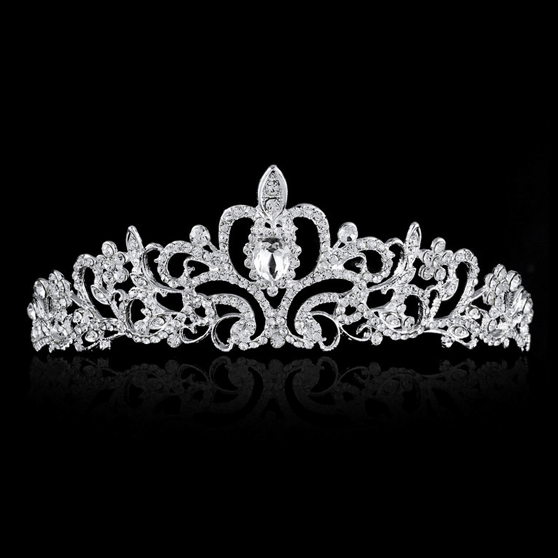 Sparkling Silver Crown with Diamante Hair Comb - Halri