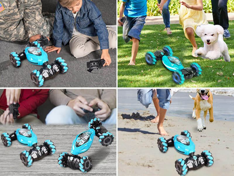 Fun Remote Control Car with LED Lights and Stunt Action
