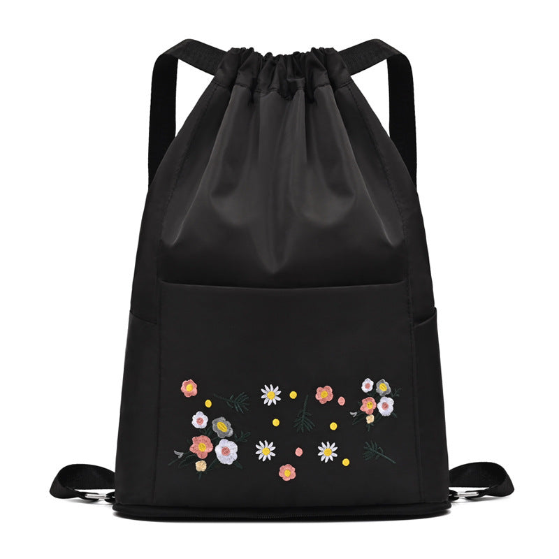 Cute Embroidered Cotton Yoga Bag