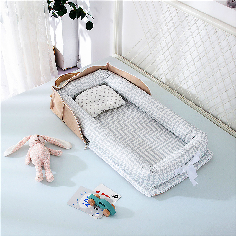 Compact Folding Baby Crib with Pillow