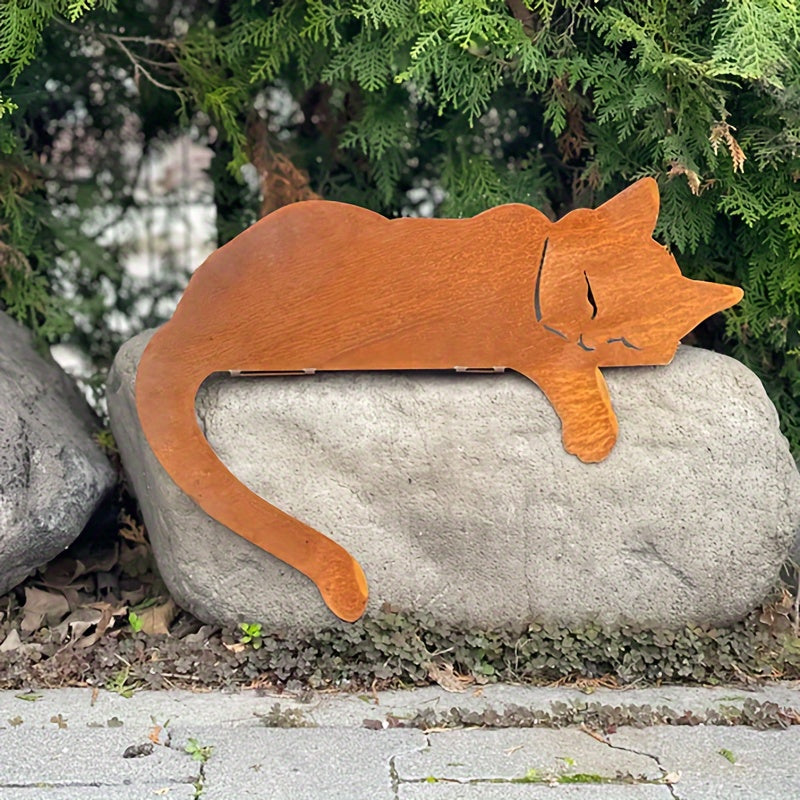 Outdoor Rustic Cat Statue Iron Garden Decoration - Halri