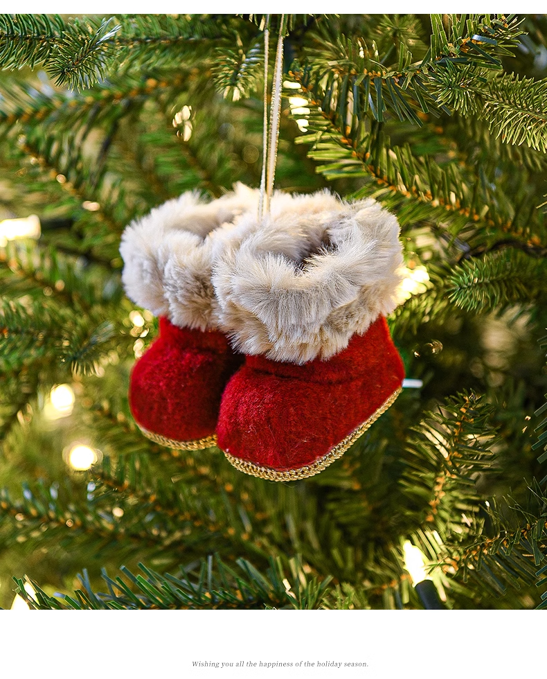 Mini Fabric Xmas Boot Tree Ornament