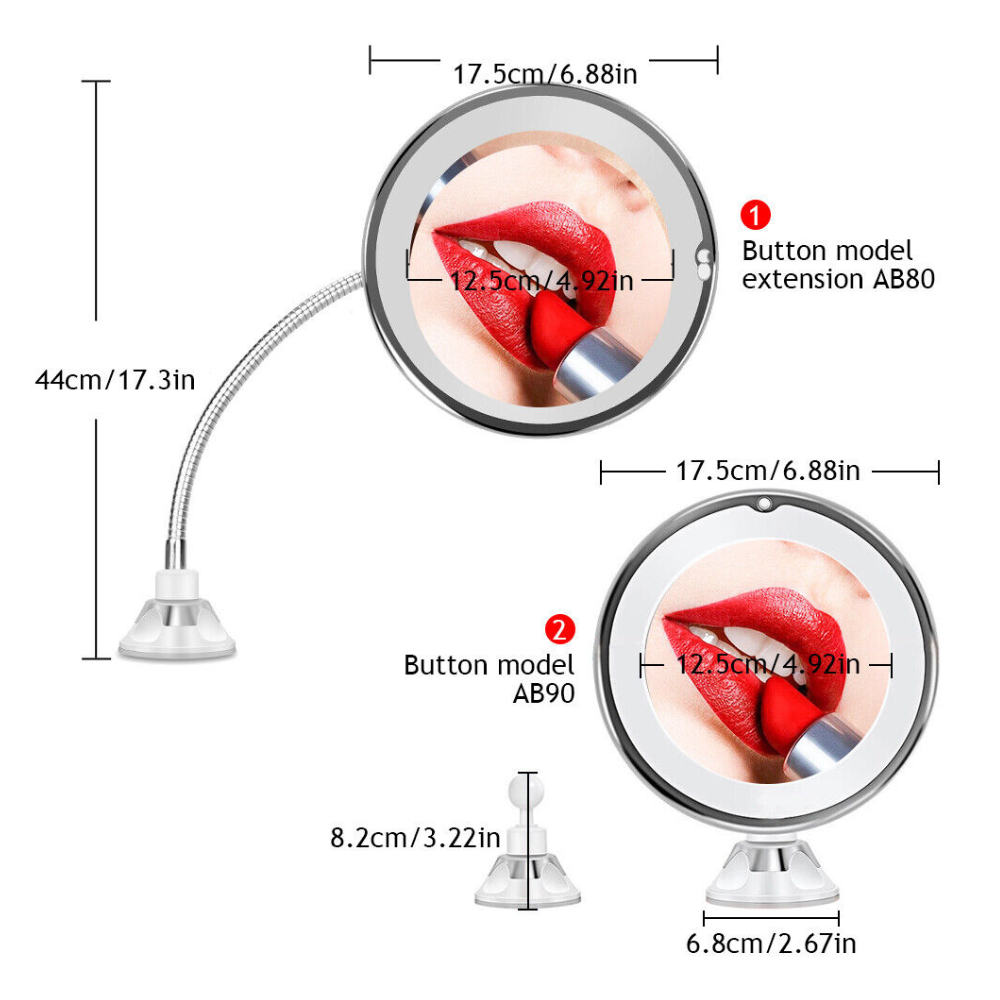 Portable LED Illuminated 10x Makeup Mirror