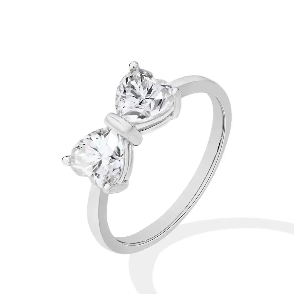 Delicate Sterling Silver Bow Engagement Ring