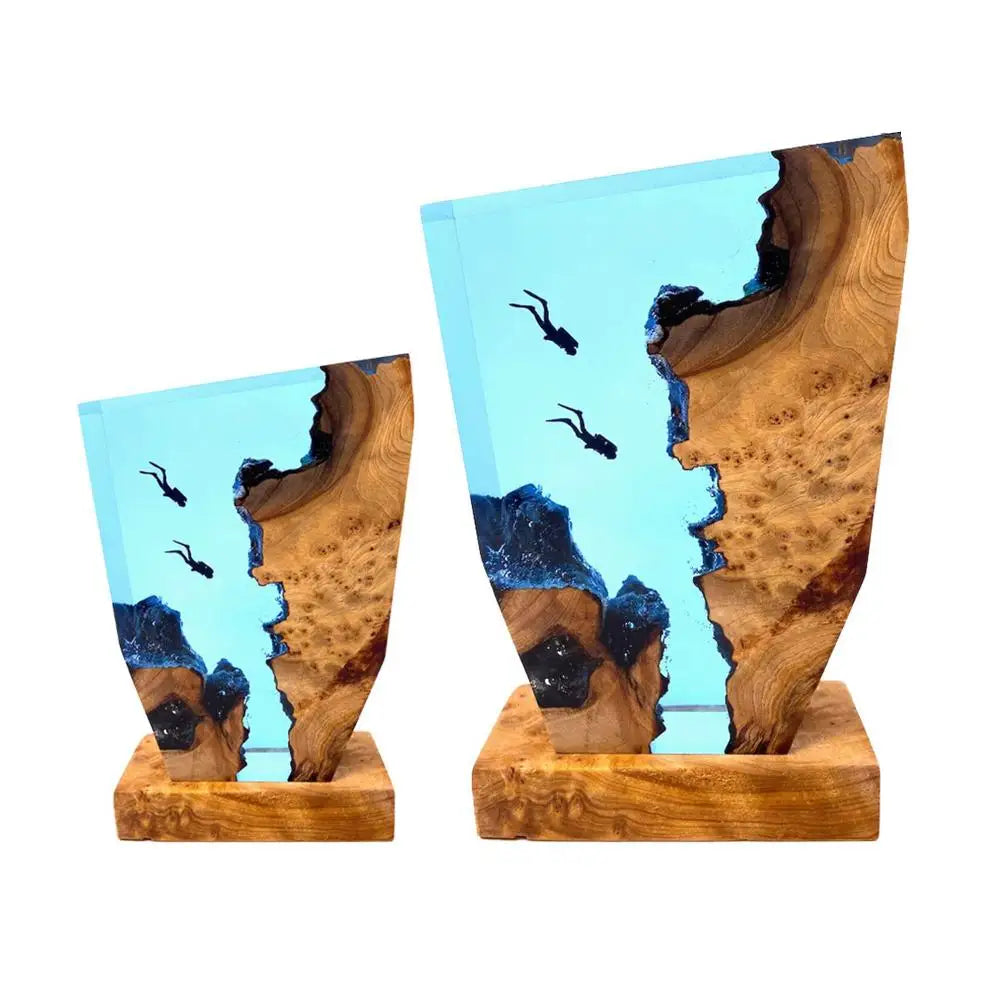 Coastal Style Wooden Table Lamp with Ocean Theme