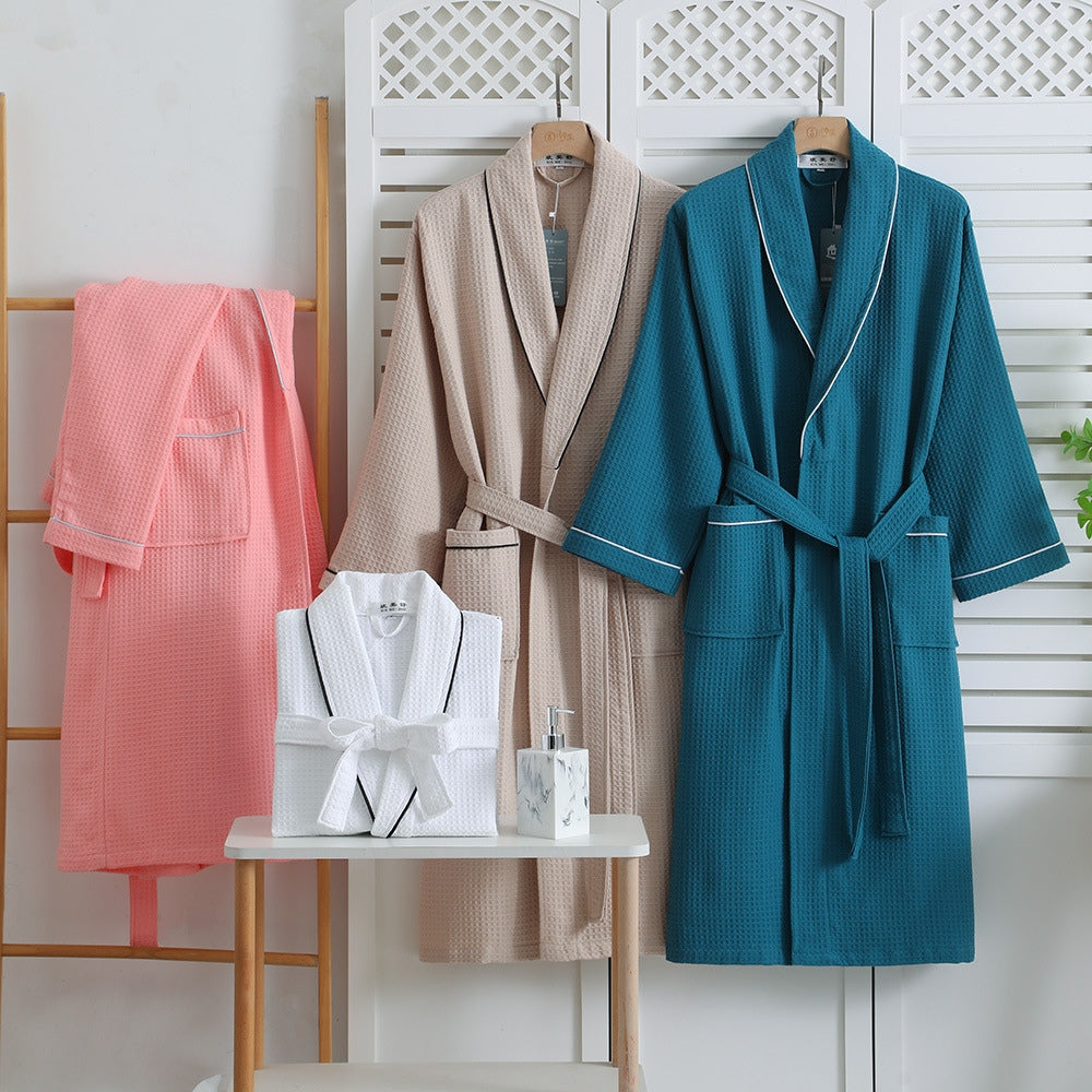 Luxury Cotton Bathrobe for Men and Women โ Soft Waffle Weave, Absorbent, Comfortable Dressing Gown in Multiple Sizes 6