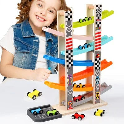 Classic Wooden Car Racing Track for Kids - Halri