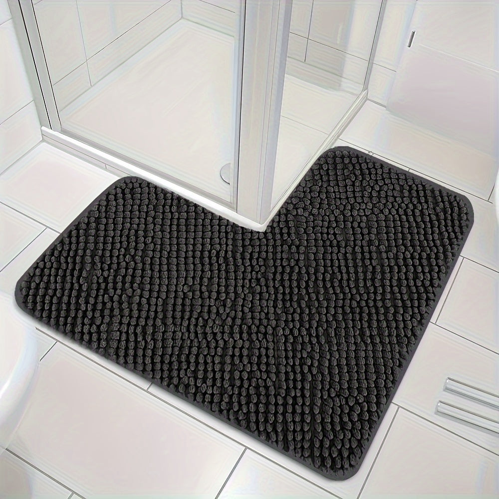 Soft L-Shaped Bathroom Mat with Non-Slip Bottom