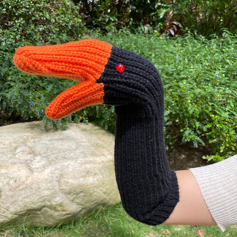 Quirky Knitted Duck Gloves