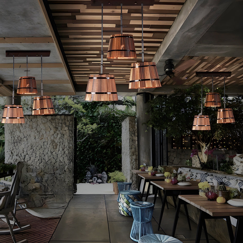 Rustic Wooden Hanging Bar Light