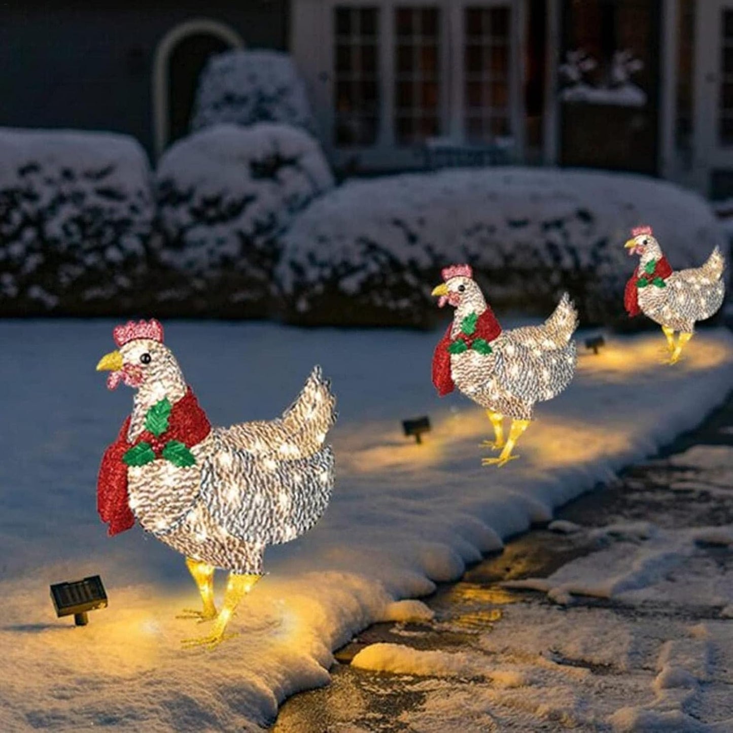 Cozy LED Snowman Chicken Figurine Christmas Decor