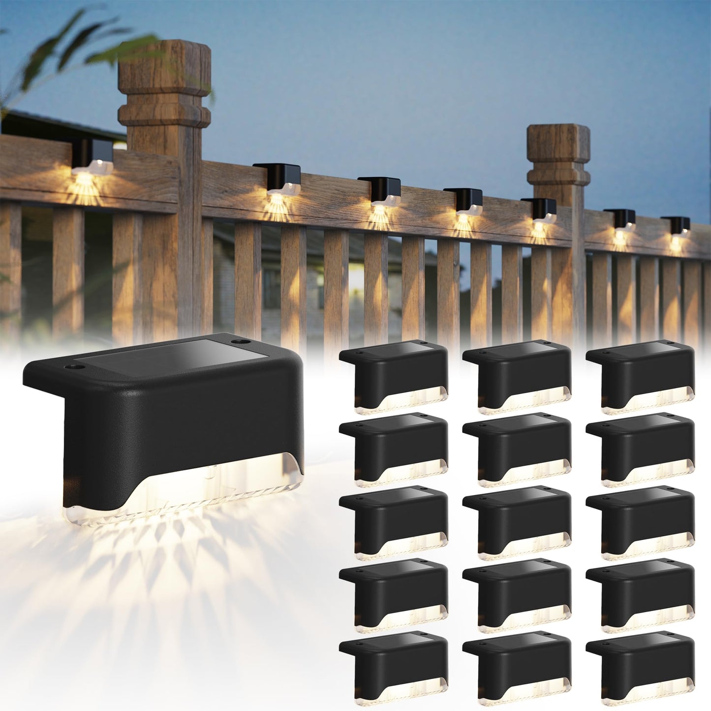 Outdoor 16 Pack Solar Powered LED Deck Lights - Halri