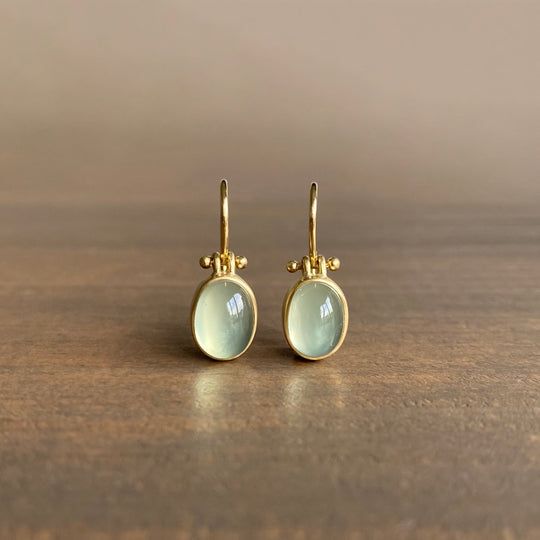 Unique Green Moonstone Drop Earrings - Halri
