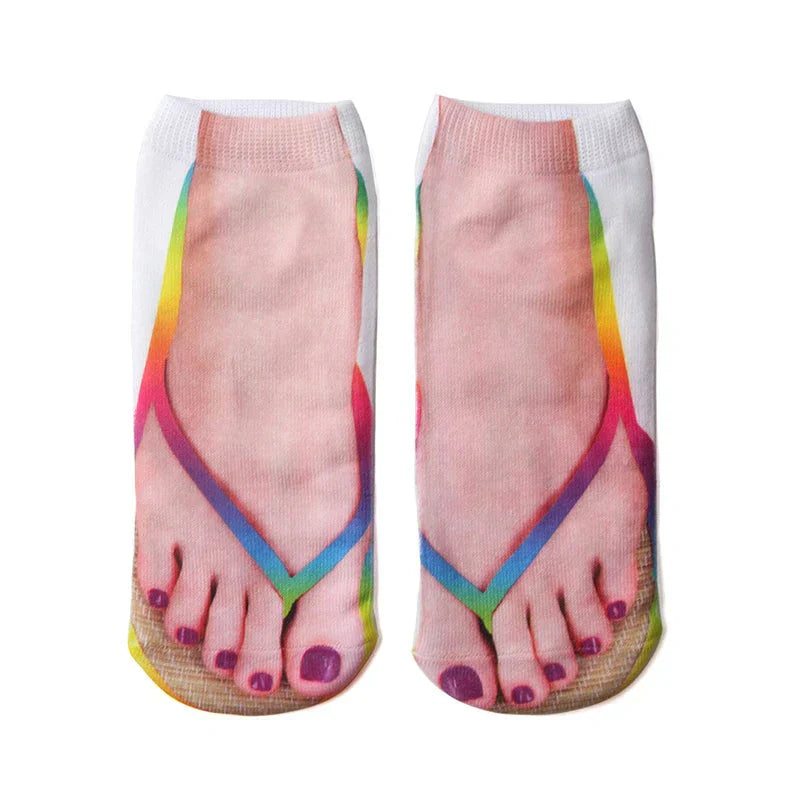 Fun Nail Pattern Crew Socks