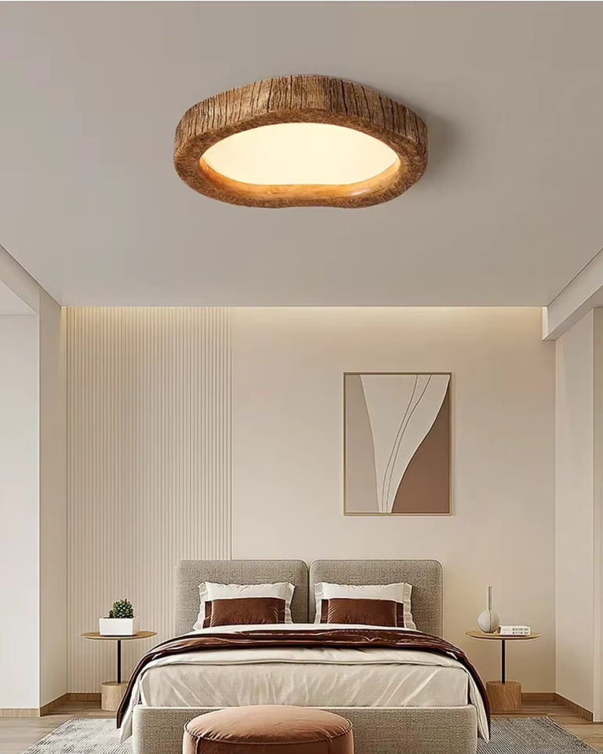Rustic Wooden Round Ceiling Light - Halri