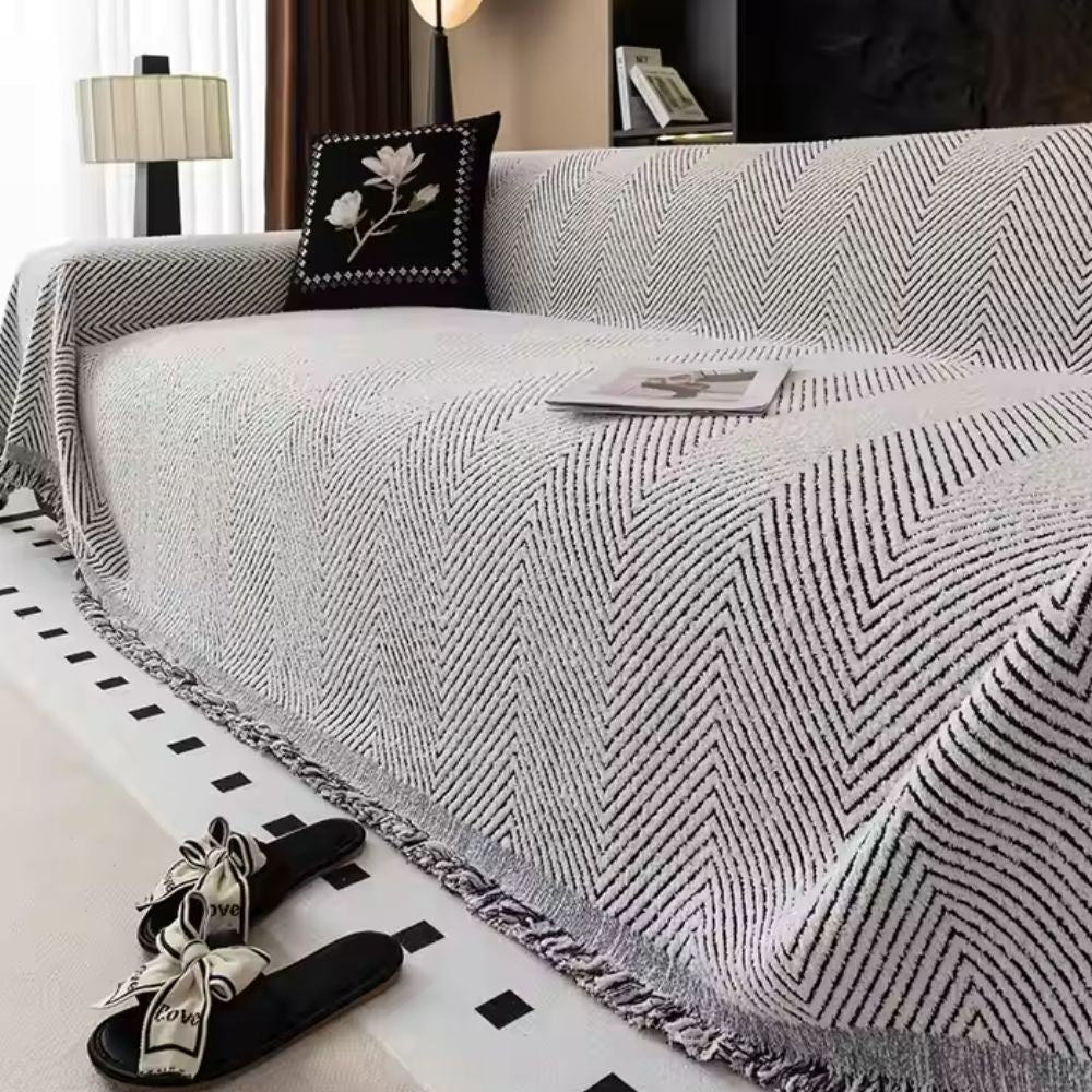 Stylish Herringbone Sofa Protector Waterproof Fabric Cover