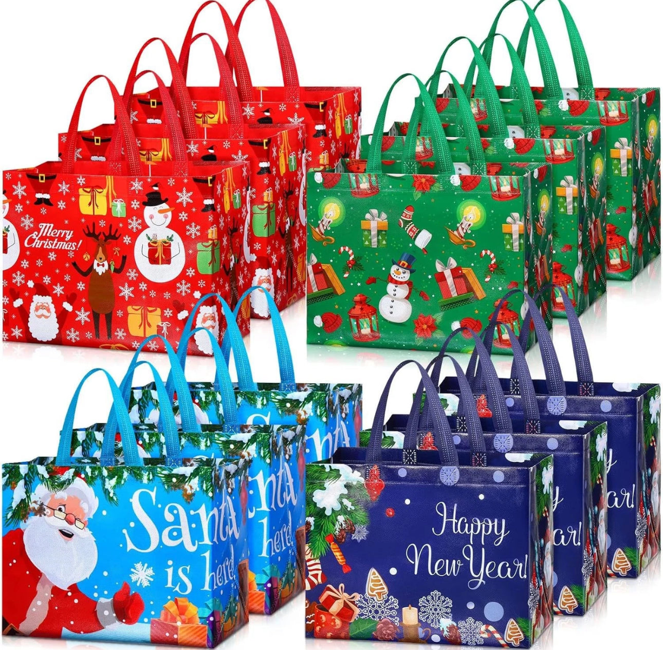 Colorful 12pc Reusable Holiday Gift Bags - Halri