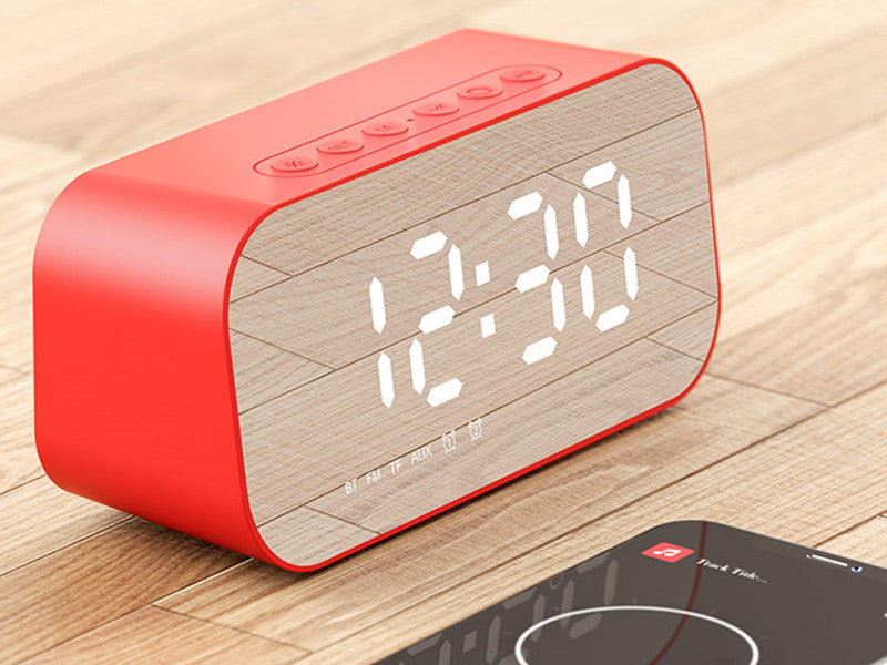 Compact Wireless Bluetooth Speaker with Clock and Thermometer