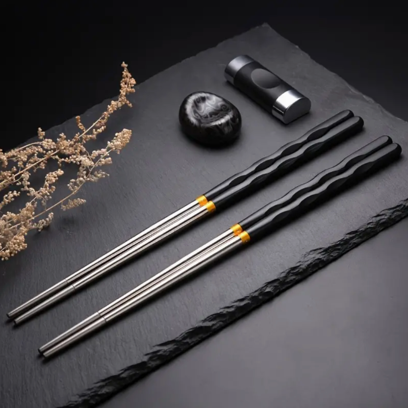 Authentic Japanese Stainless Steel Chopsticks Set โ 5 Pairs with Ergonomic Design for Enhanced Grip and Control 2