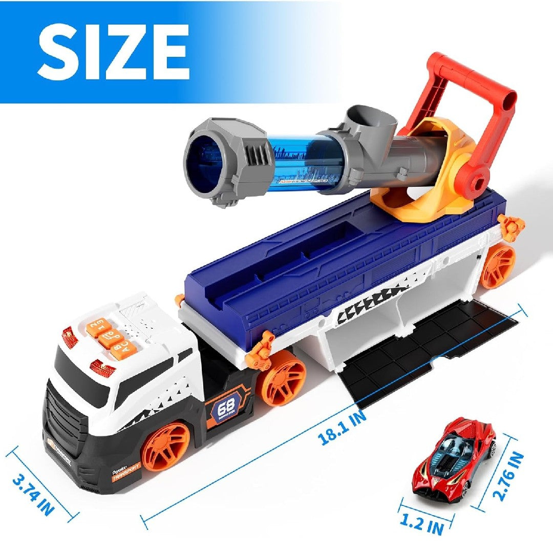 Auto Launcher Toy Truck โ Push & Launch Vehicle Playset, Lights & Sounds, ABC & 123 Learning, Safe for Kids 2+