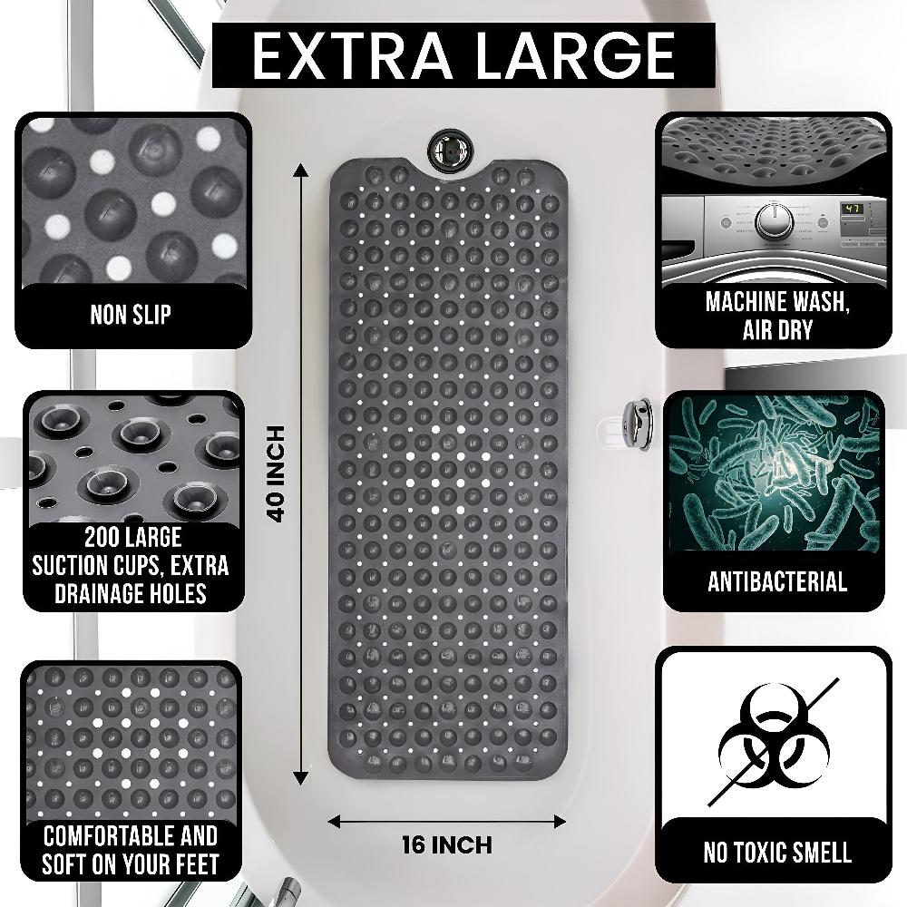 Grip Bathtub Mat with Extra Suction for Bathroom Safety