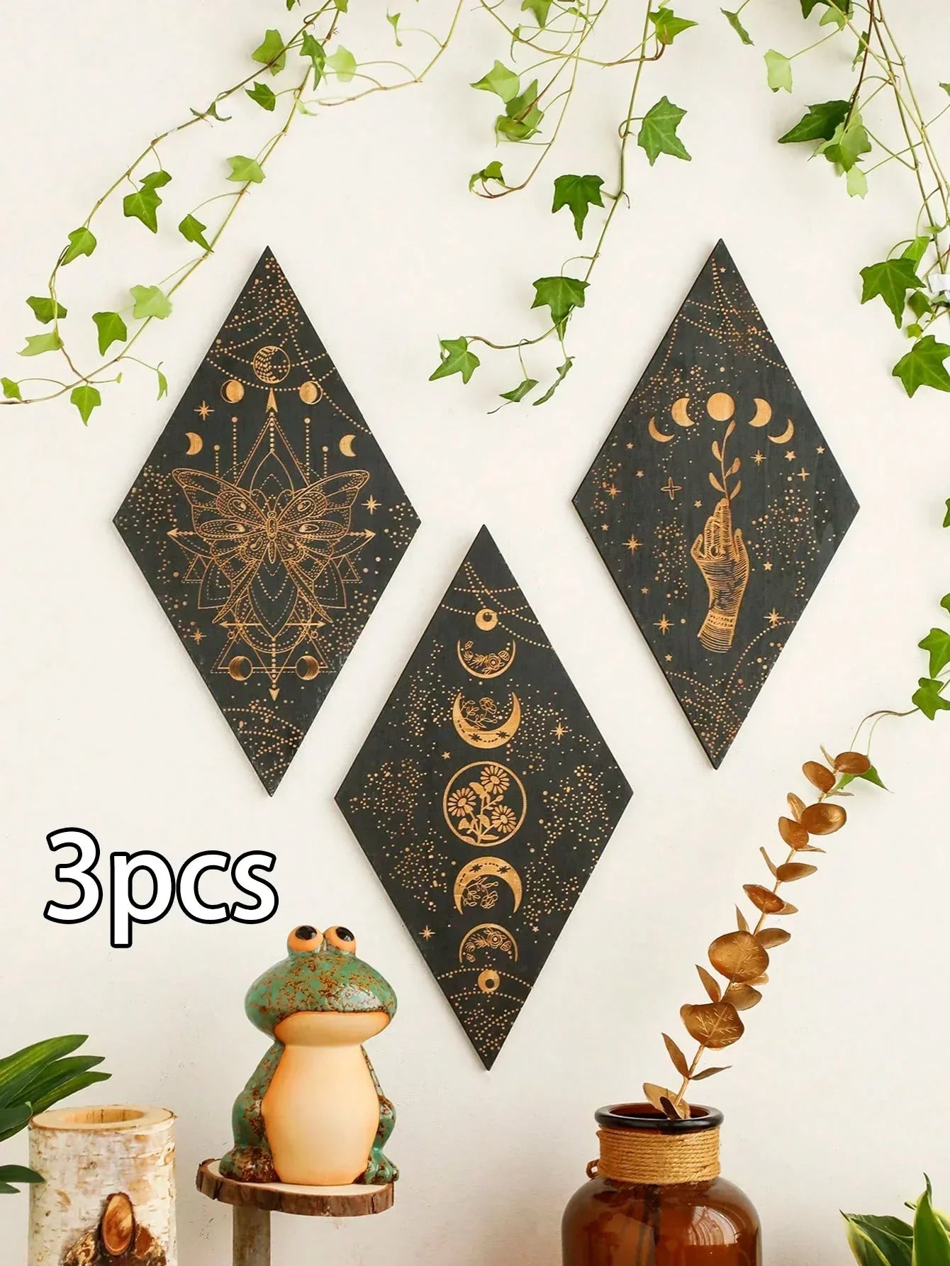 Boho Wooden Wall Art Moon Phase Decorative Plaque
