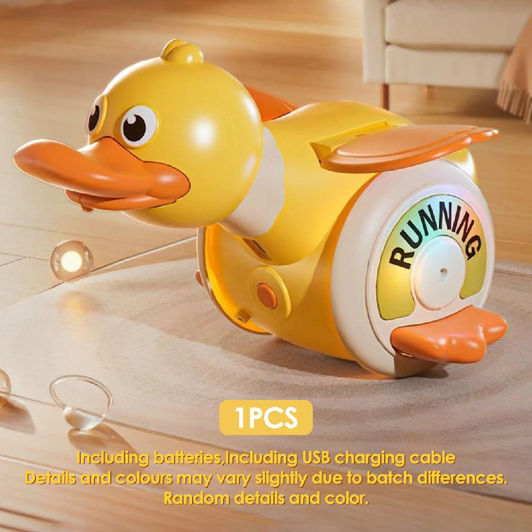 Crawling Baby with Musical Duck, Auto Obstacle Avoidance, RGB Lights, 360ยฐ Spinning, Safe for Ages 1+