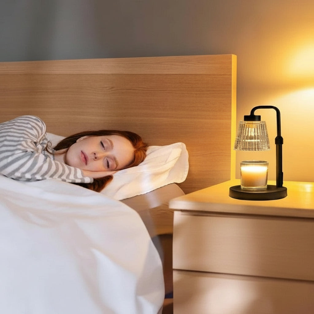 Dimmable Candle Warmer Lamp with Adjustable Height and Timer โ Metal and Glass Design for Fragrance Release 4