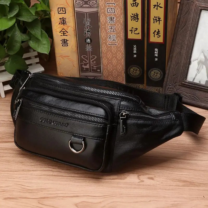 Authentic Leather Waist Pack for Men - Large Crossbody Bag