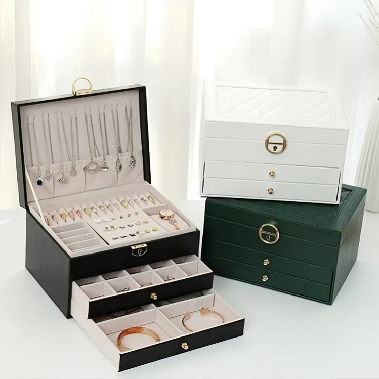 Small Jewelry Storage Case with Stackable Trays
