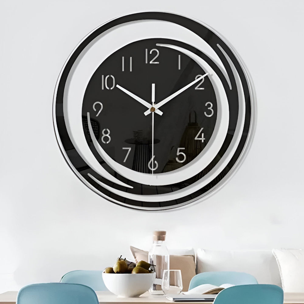 Sleek Black Wall Clock 30cm Scandinavian Style - Halri