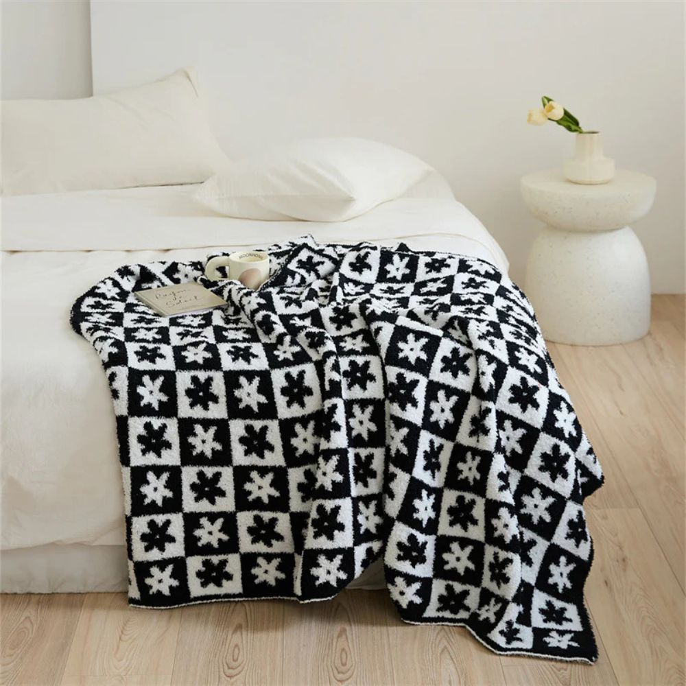 Variant image for Checkerboard Daisy Throw Blanket โ Soft Microfiber, Lightweight, 51 x 63, Machine Washable Cozy Blanket for Home and Pets-5