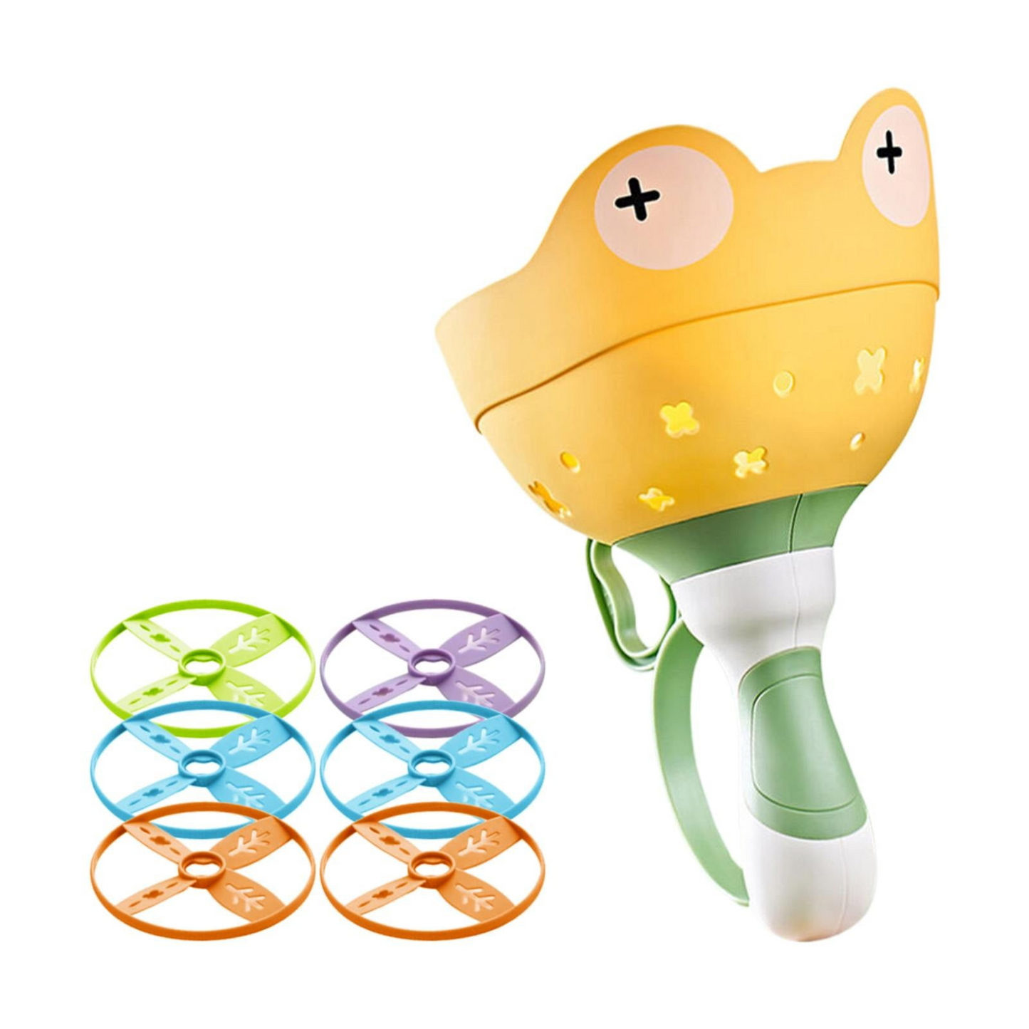 Frog Pull String Flying Disc Launcher Toy, Outdoor Throw & Catch Game, Safe for Ages 3+