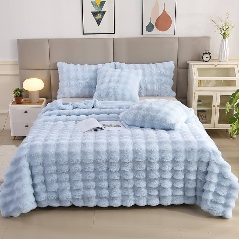 Plush Double Layer Soft Faux Fur Throw Blanket