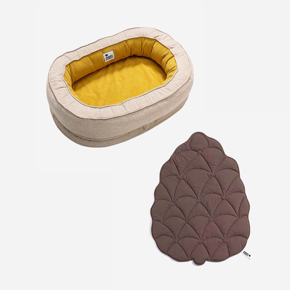 Pet Friendly Leaf Dog Blanket with Plush Bed