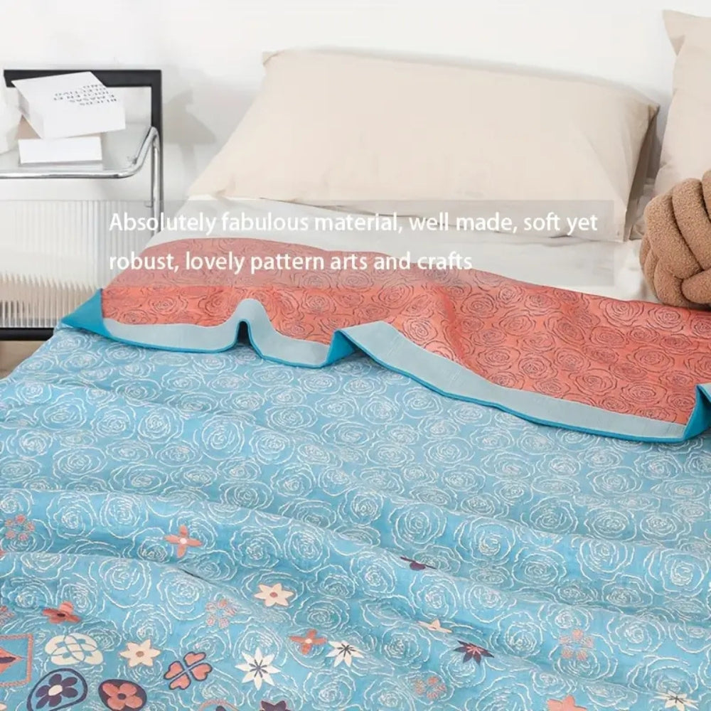 Breathable Floral Blanket, Ultra Soft Cotton Throw