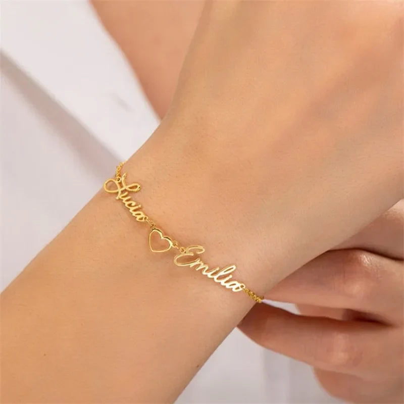 Personalized Couple Heart Charm Bracelet - Halri