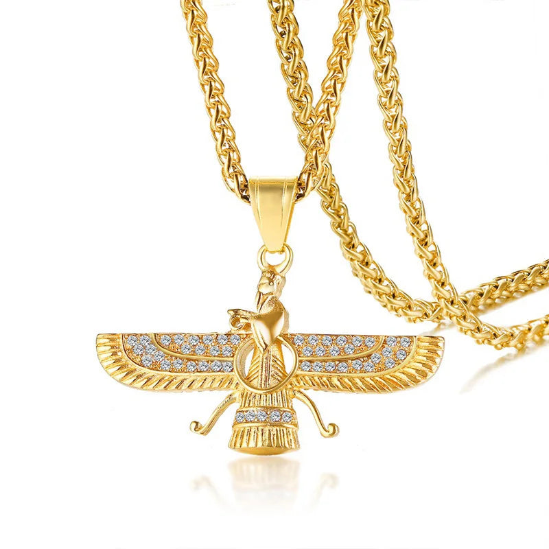 Sparkling Crystal Zoroastrian Pendant Necklace - Halri