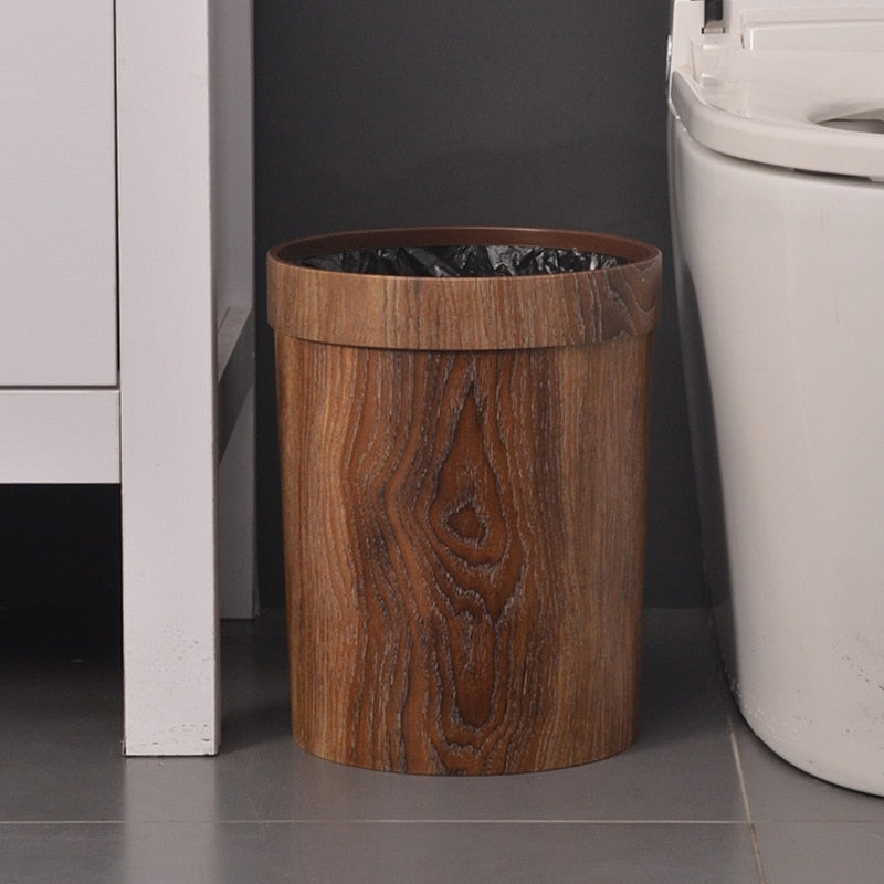 Classic Vintage Wood Effect Waste Bin - Halri