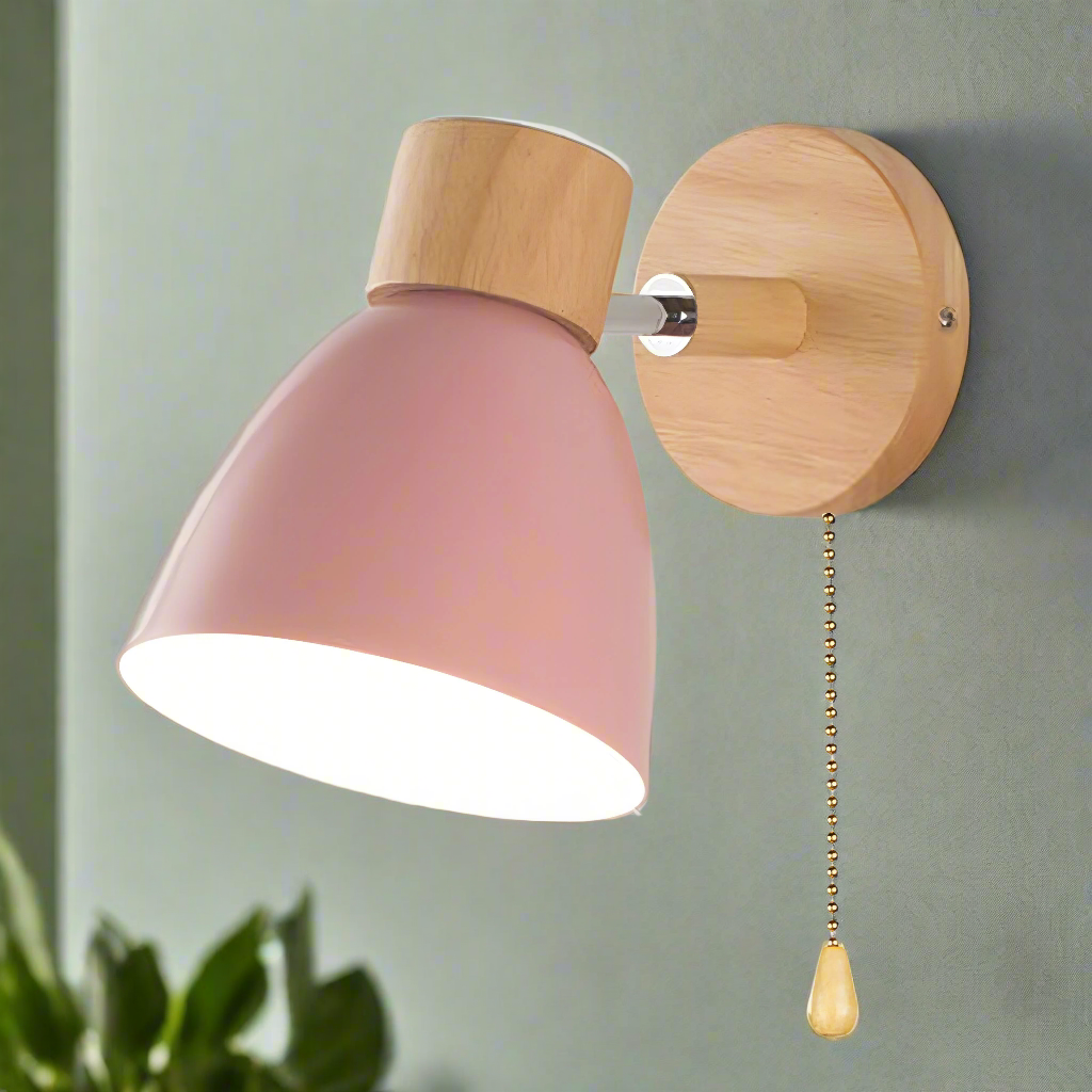 Rustic Farmhouse Wall Lamp with Cord Pull