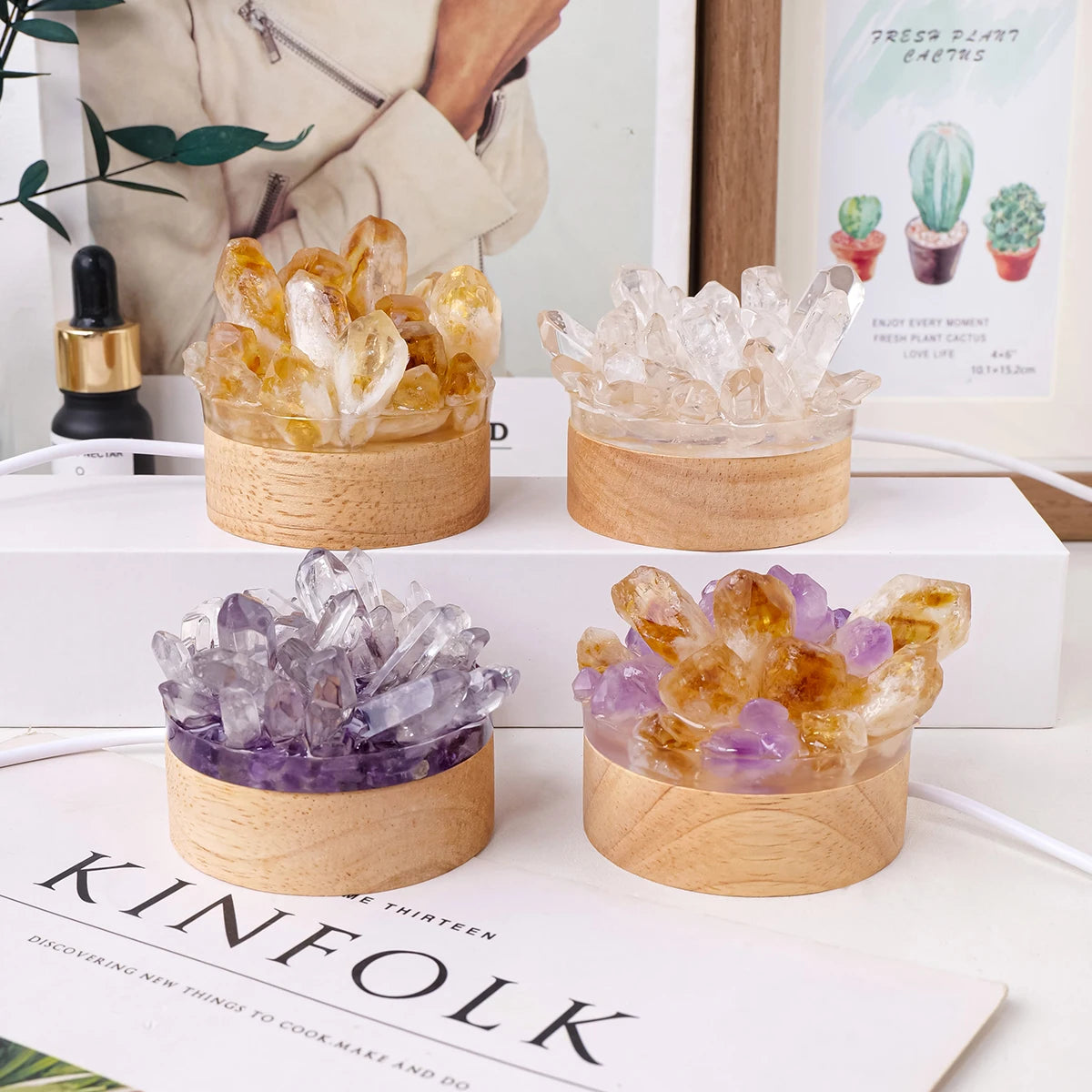 Handmade Natural Crystal Table Lamp โ Unique Crystal Lights for Feng Shui and Wellness, Ideal Bedside Lamp 6