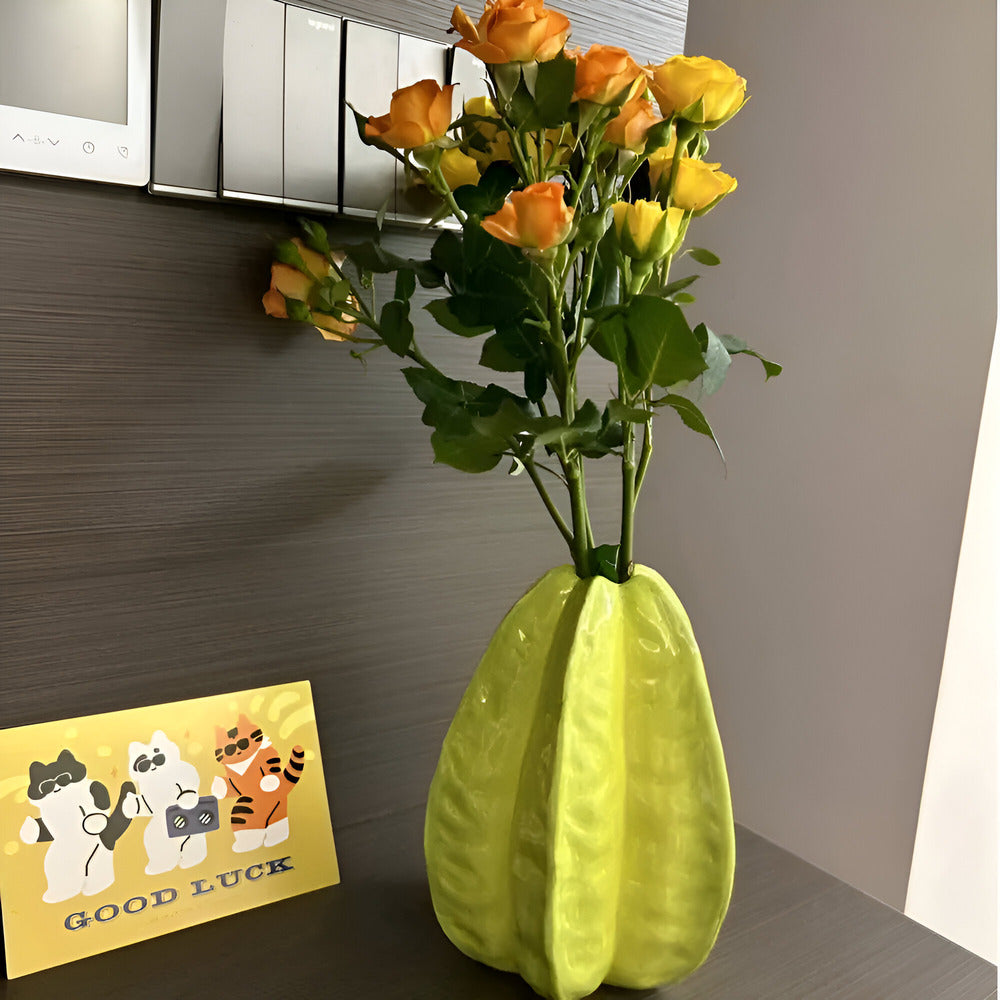 Handmade Ceramic Floral Vase in Unique Shape - Halri
