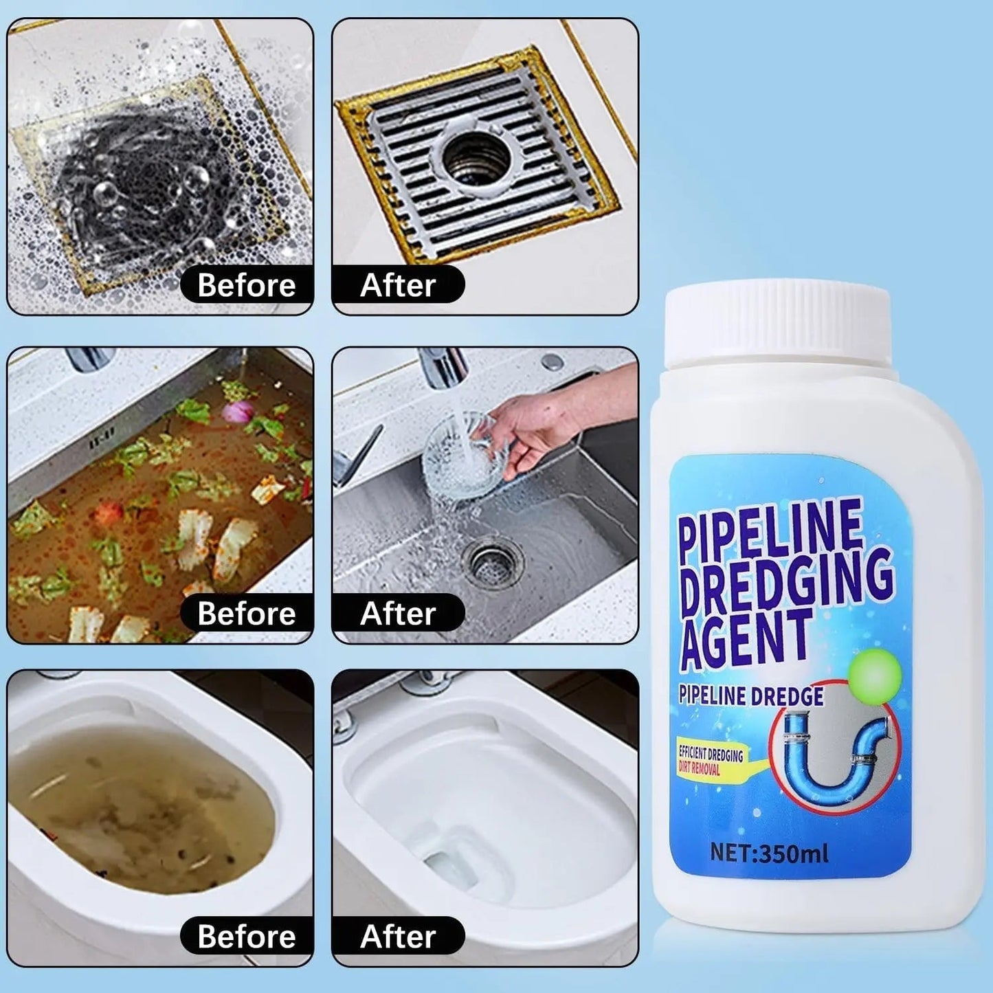 Effective Drain Cleaner - Removes Clogs & Kills Bacteria - Halri