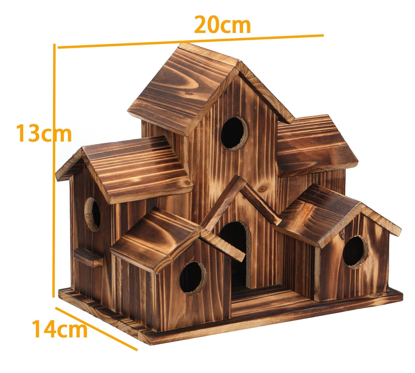 Natural Wood 6 Hole Bird Feeder House